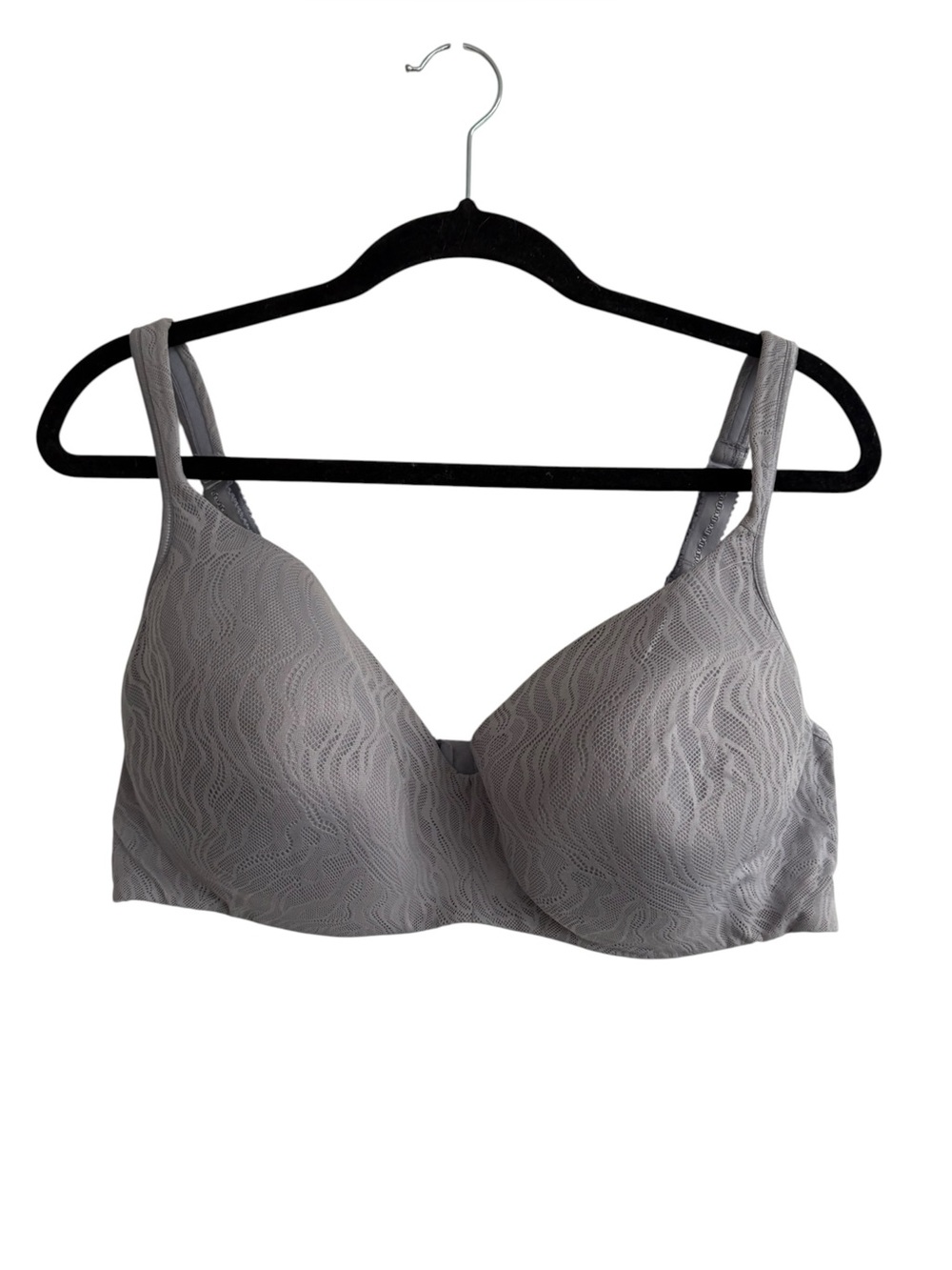 Deesse Grey Lace Overlay Underwire Bra Sz 42DD
